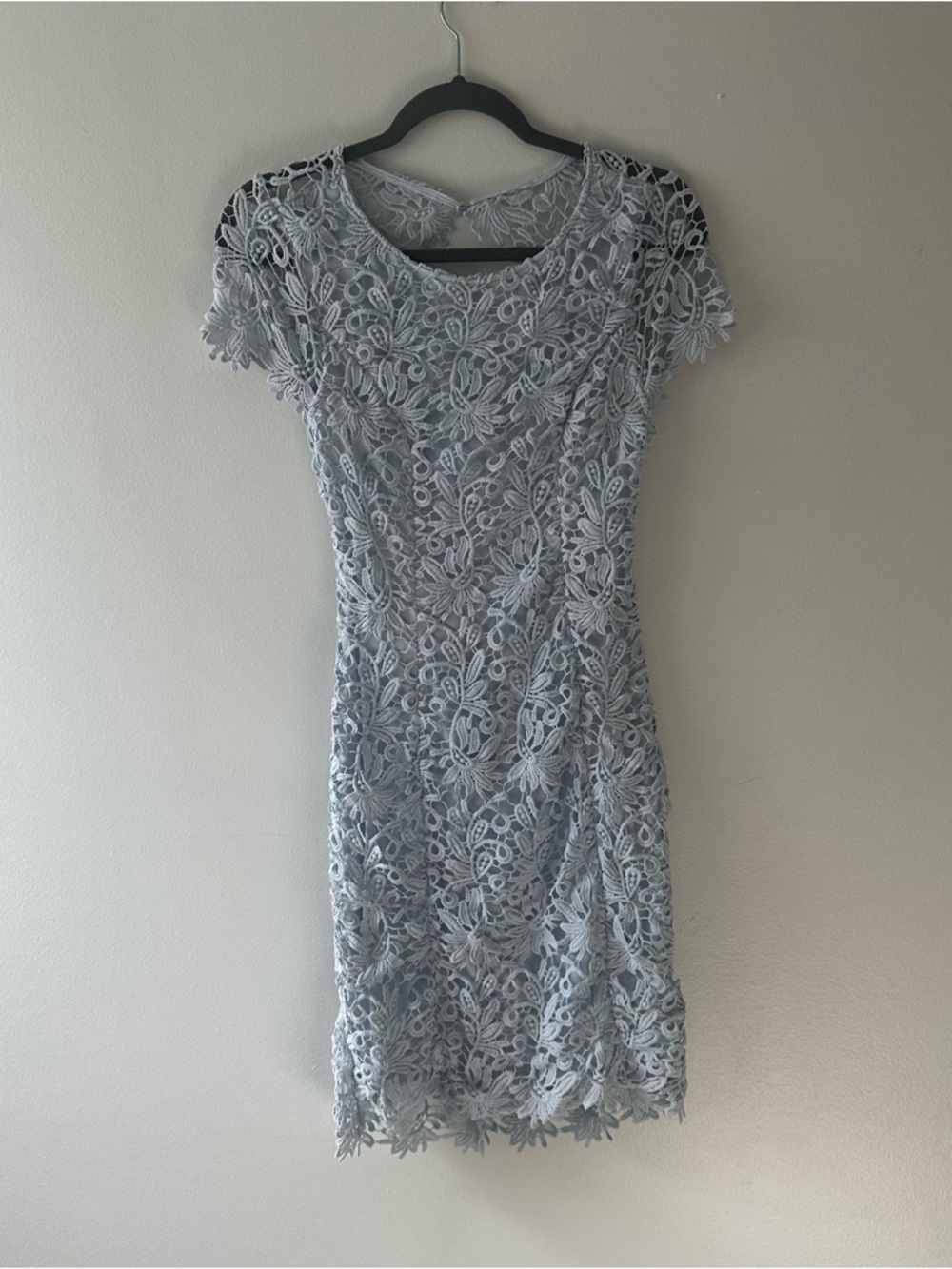 Lulu's Light Blue Floral Lace Midi Dress